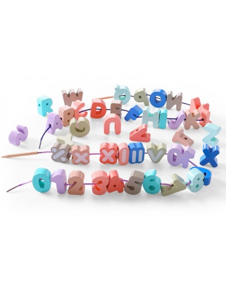 DREWNIANE PUZZLE EDUKACYJNE KLOCKI Alfabet