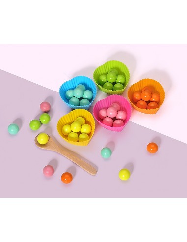 Drewniana UKŁADANKA MONTESSORI rybki kulki