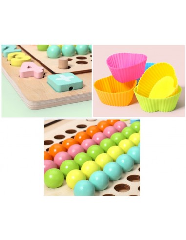 Drewniana UKŁADANKA MONTESSORI rybki kulki