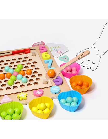 Drewniana UKŁADANKA MONTESSORI rybki kulki