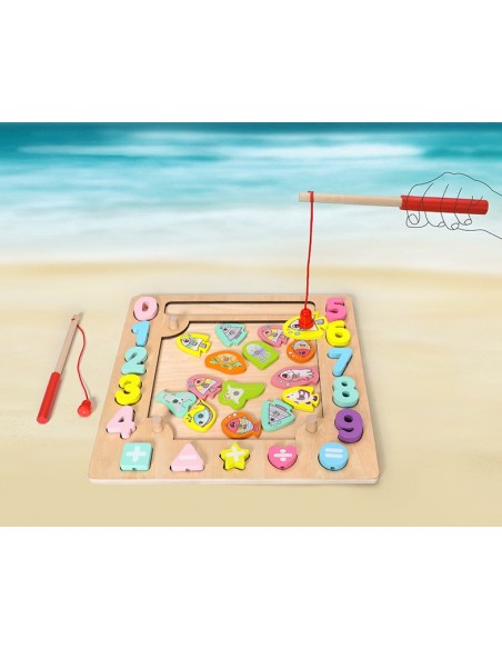 Drewniana UKŁADANKA MONTESSORI rybki kulki