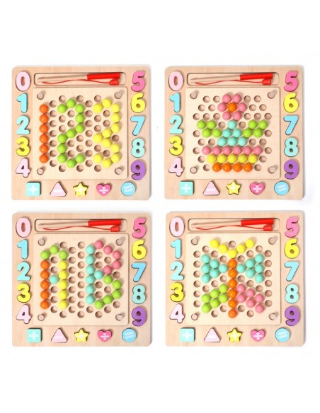 Drewniana UKŁADANKA MONTESSORI rybki kulki