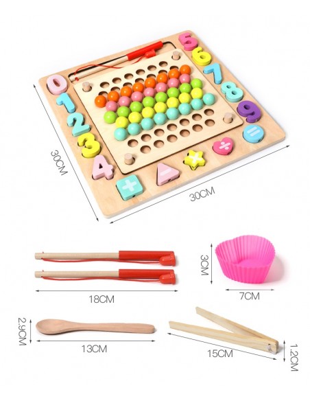 Drewniana UKŁADANKA MONTESSORI rybki kulki