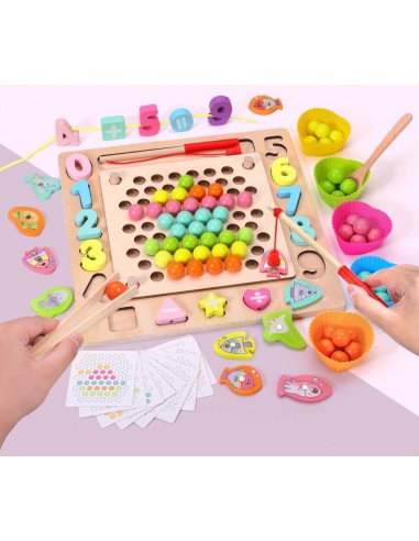 Drewniana UKŁADANKA MONTESSORI rybki kulki