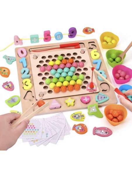 Drewniana UKŁADANKA MONTESSORI rybki kulki