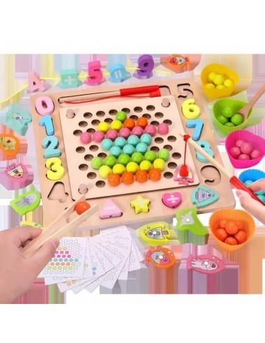 Drewniana UKŁADANKA MONTESSORI rybki kulki