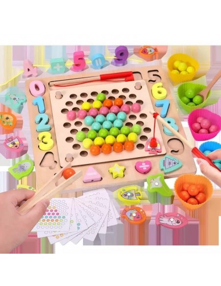 Drewniana UKŁADANKA MONTESSORI rybki kulki