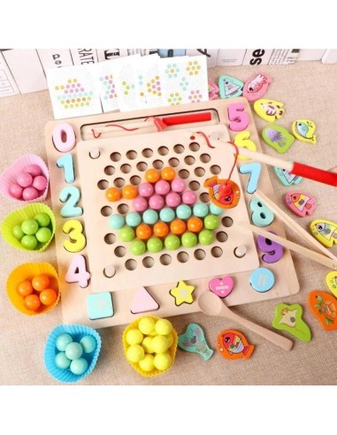 Drewniana UKŁADANKA MONTESSORI rybki kulki