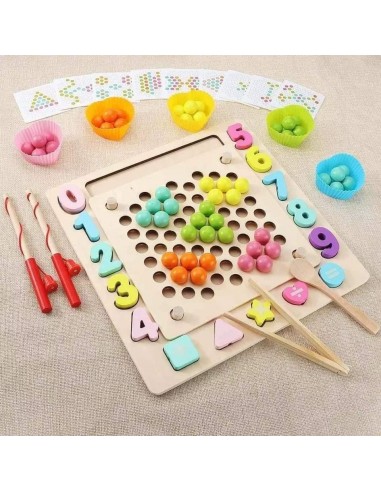 Drewniana UKŁADANKA MONTESSORI rybki kulki