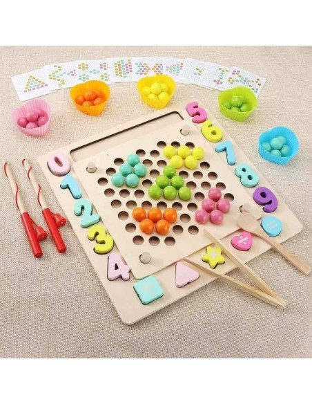 Drewniana UKŁADANKA MONTESSORI rybki kulki