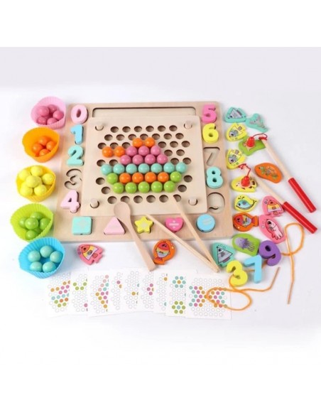 Drewniana UKŁADANKA MONTESSORI rybki kulki