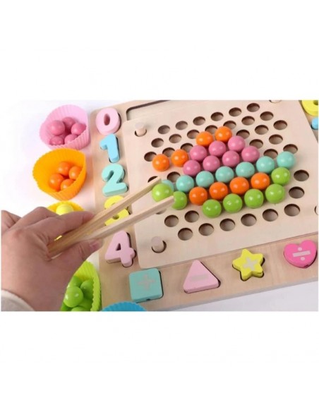 Drewniana UKŁADANKA MONTESSORI rybki kulki