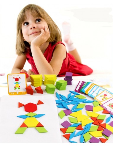 Gra układanka klocki puzzle drewniane Montessori