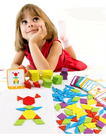 Gra układanka klocki puzzle drewniane Montessori