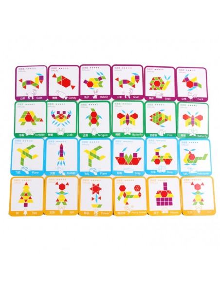 Gra układanka klocki puzzle drewniane Montessori