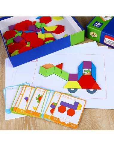 Gra układanka klocki puzzle drewniane Montessori