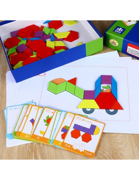 Gra układanka klocki puzzle drewniane Montessori
