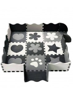 Mata piankowa NICEKIDS biało czarna kojec 120x120 cm 2