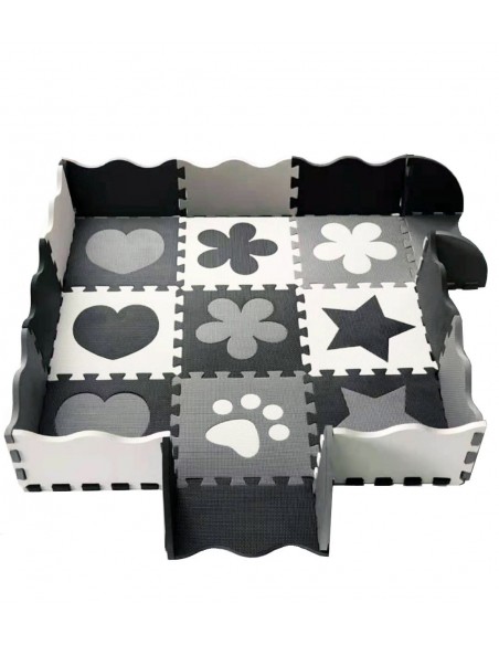 Mata piankowa NICEKIDS biało czarna kojec 120x120 cm