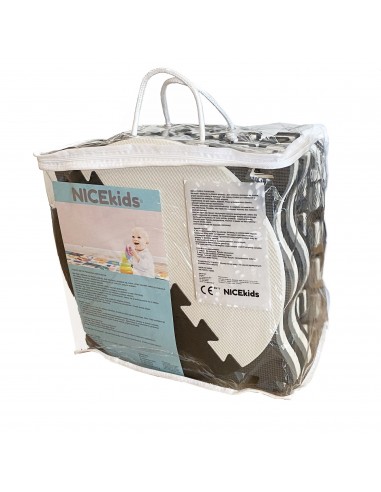 Mata piankowa NICEKIDS biało czarna kojec 120x120 cm