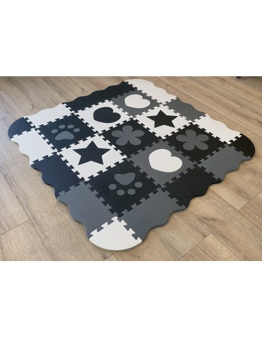 Mata piankowa NICEKIDS biało czarna kojec 120x120 cm