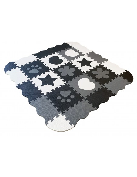 Mata piankowa NICEKIDS biało czarna kojec 120x120 cm