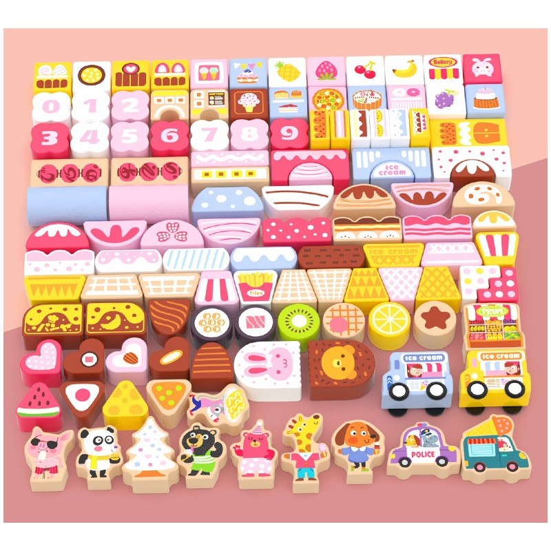 Klocki drewniane cukierki