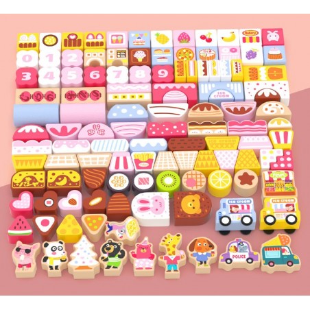 Klocki drewniane cukierki