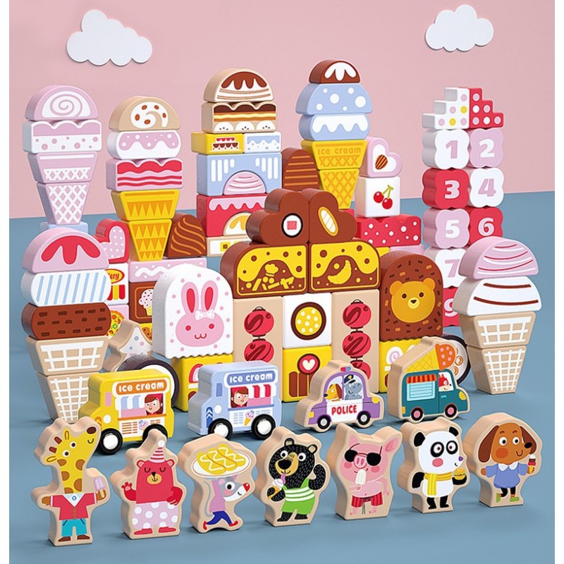 Klocki drewniane cukierki