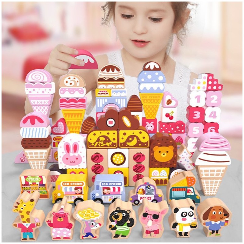 Klocki drewniane cukierki