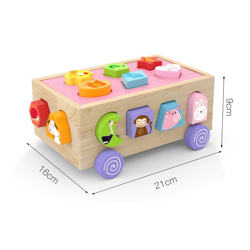 Drewniany sorter na kółkach 