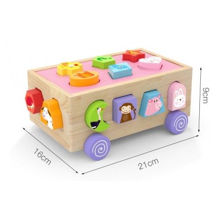 Drewniany sorter na kółkach 