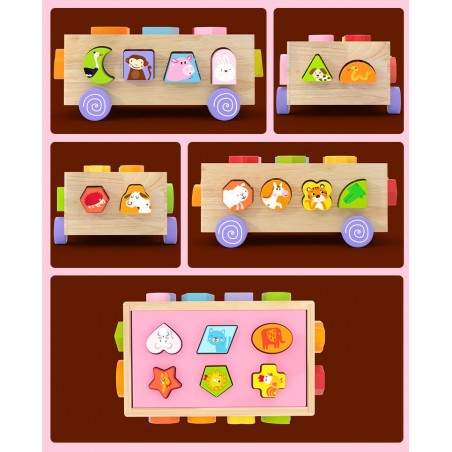 Drewniany sorter na kółkach 