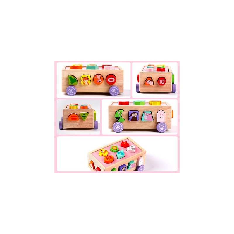 Drewniany sorter na kółkach 