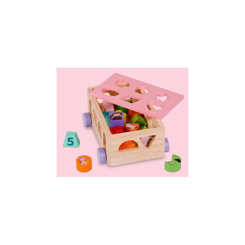 Drewniany sorter na kółkach 