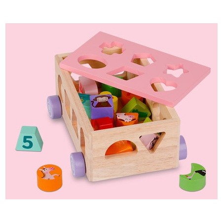 Drewniany sorter na kółkach 