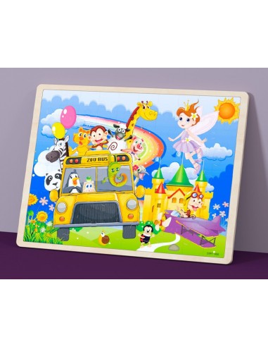 Puzzle drewniane "Wesoły autobus"