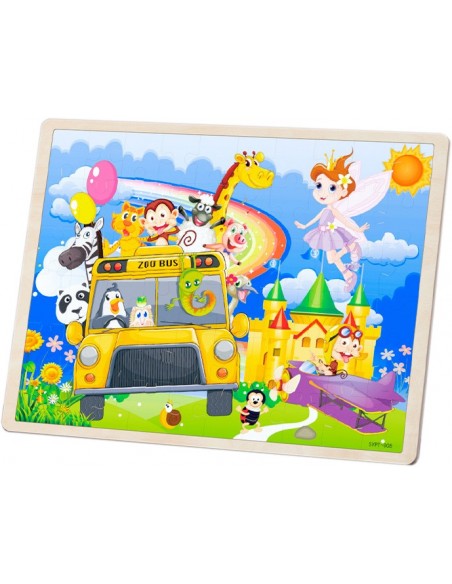 Puzzle drewniane "Wesoły autobus"