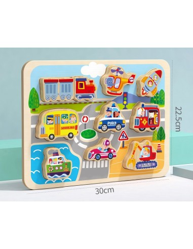 Układanka drewniana Auta