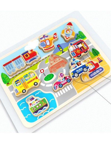 Układanka drewniana Auta