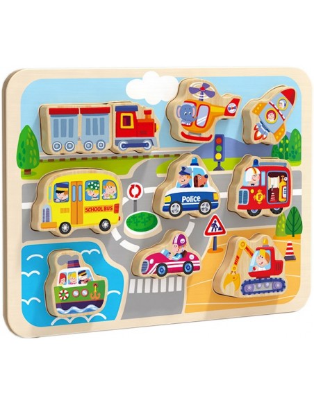 Układanka drewniana Auta