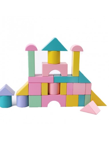 Drewniane klocki pastelowe w wiaderku