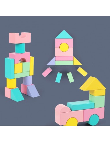 Drewniane klocki pastelowe w wiaderku