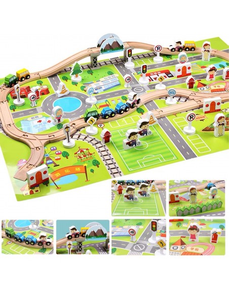 Drewniane tory z autkami