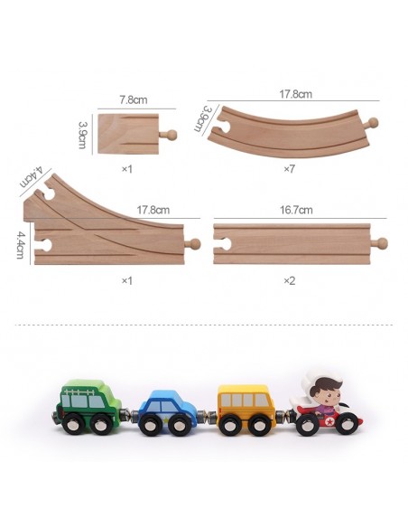 Drewniane tory z autkami