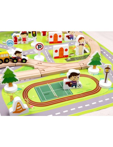 Drewniane tory z autkami