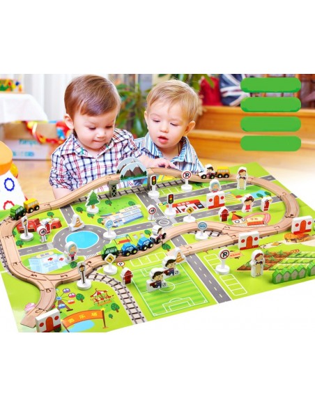 Drewniane tory z autkami