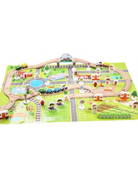 Drewniane tory z autkami