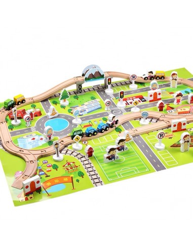 Drewniane tory z autkami