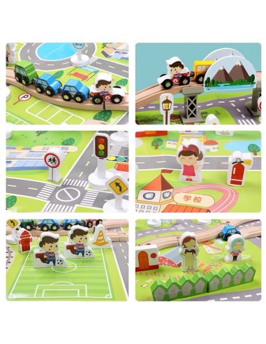 Drewniane tory z autkami